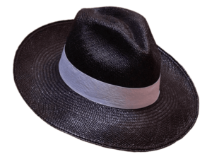 Sombrero de paja toquilla negro con gris